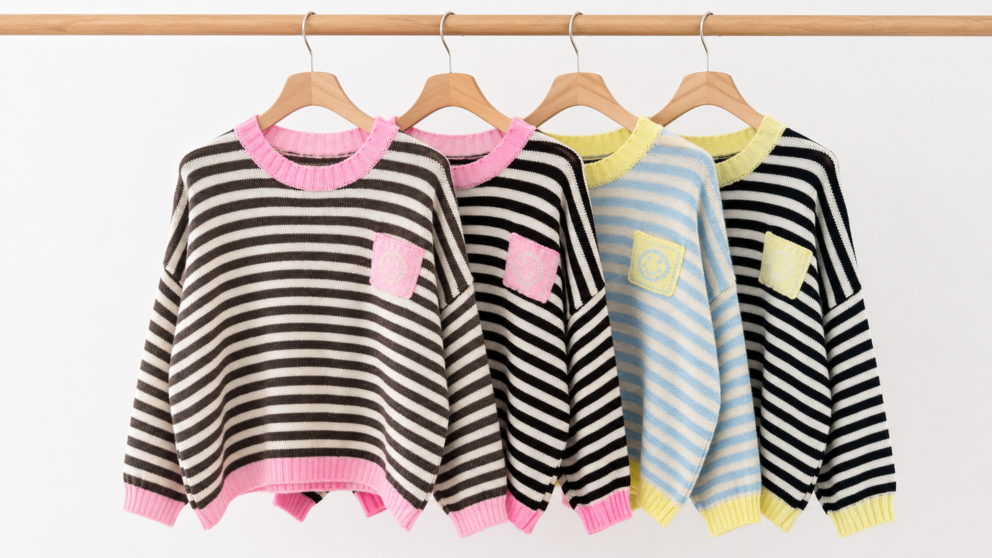 STRICK-Pullover Streifen 4 Farben
