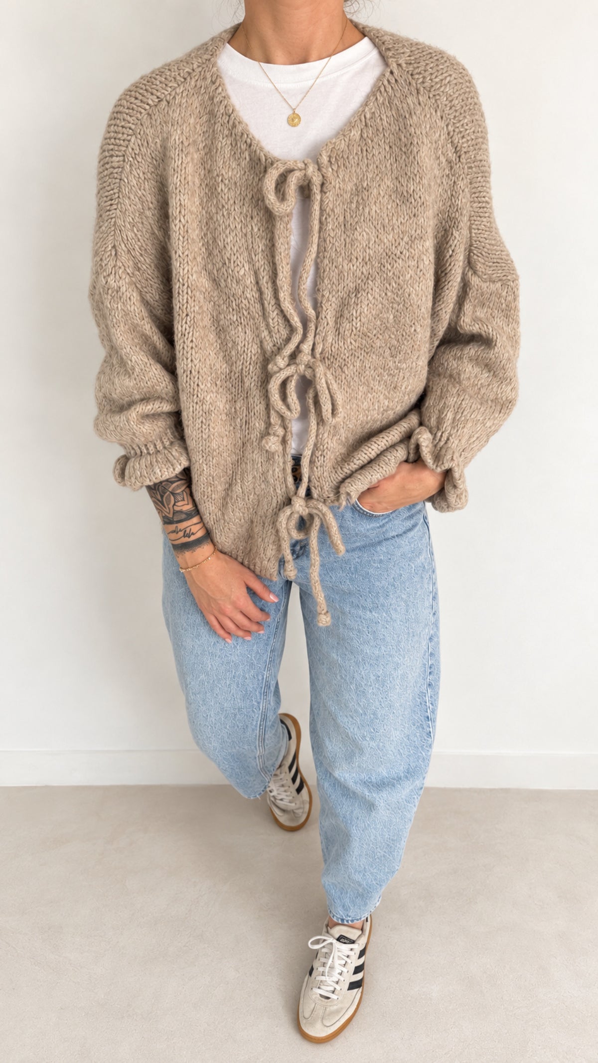 Cardigan Knoten Uni Strick