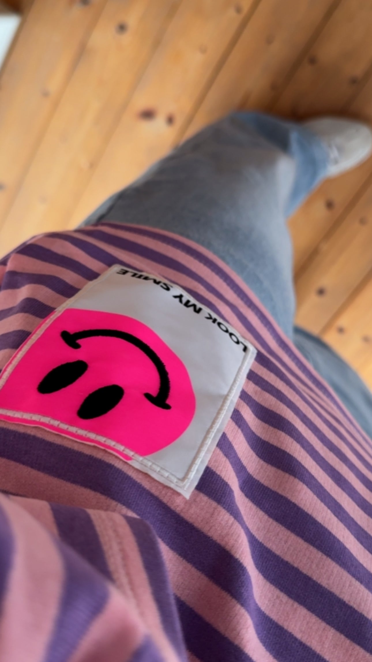 Streifen T-SHIRT PREMIUM / SMILEY Patch