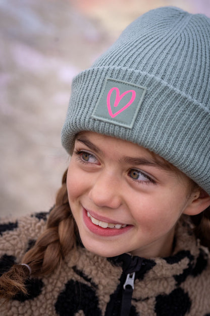 Kids Strick Mütze Neon Statement