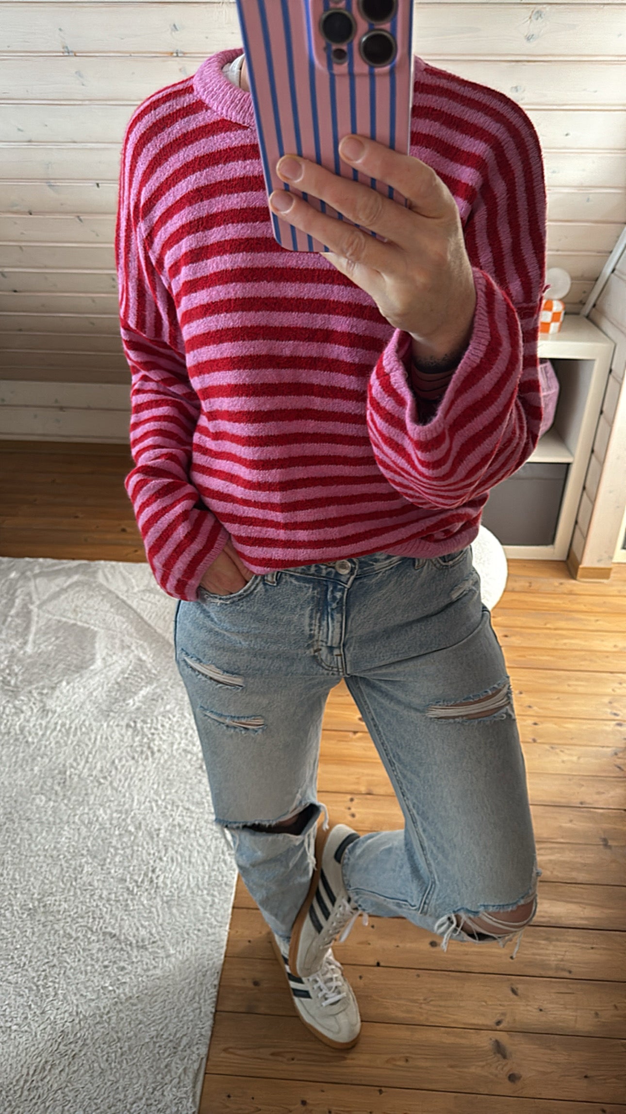 Strickpullover Stripes ausgestellter Arm