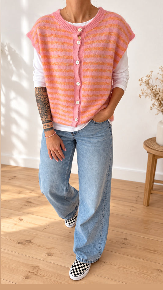 Strickjacke Weste Onezise STREIFEN 5 Farben