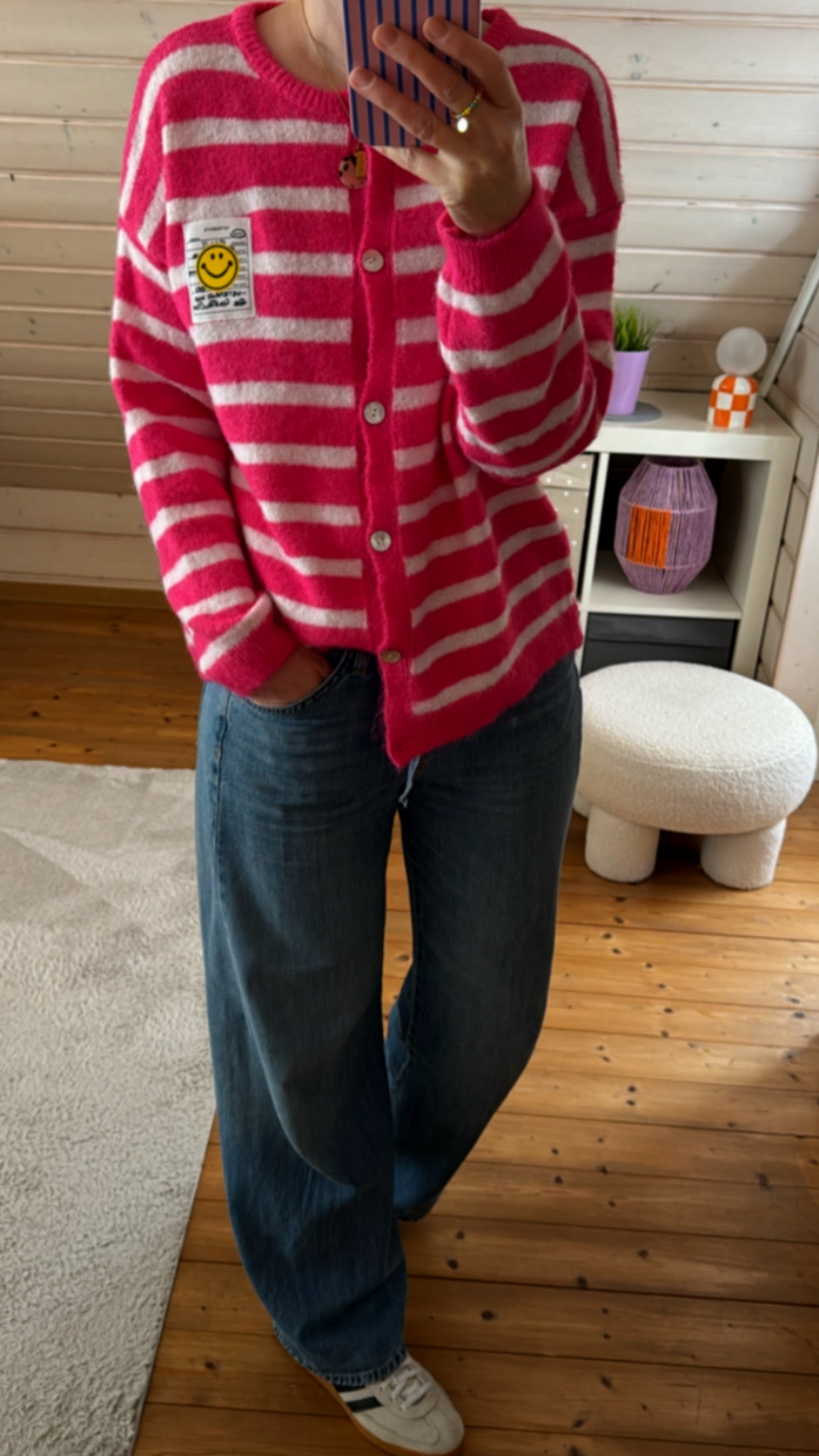 Cardigan COLOUR Block Smile Onsesize