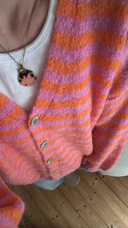 Strickjacke Cadigan V-Ausschnitt Stripes