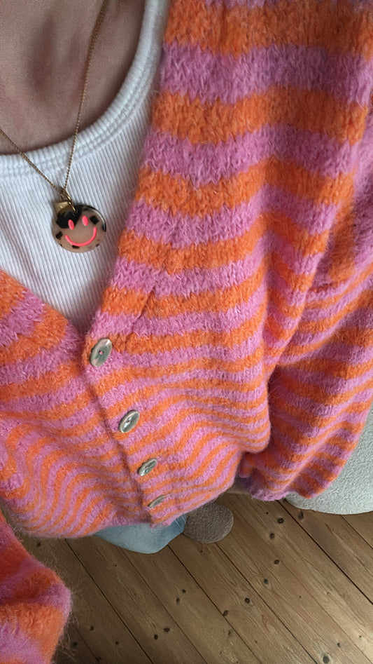 Strickjacke Cadigan V-Ausschnitt Stripes