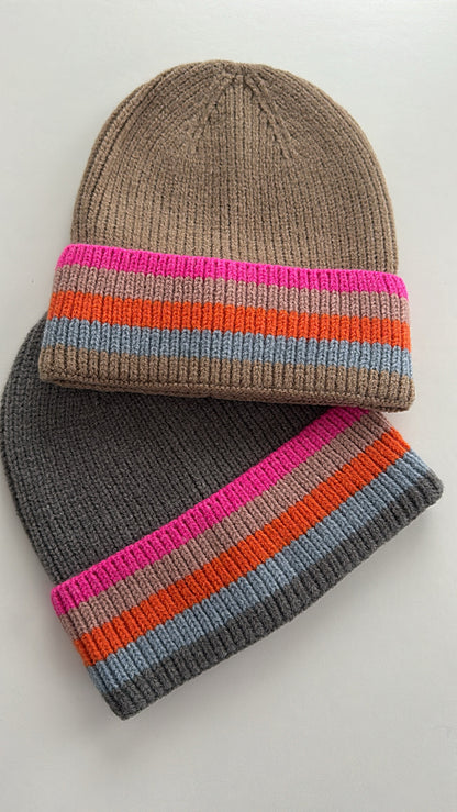 MÜTZE Colour Block Streifen DAMEN / BIG GIRL