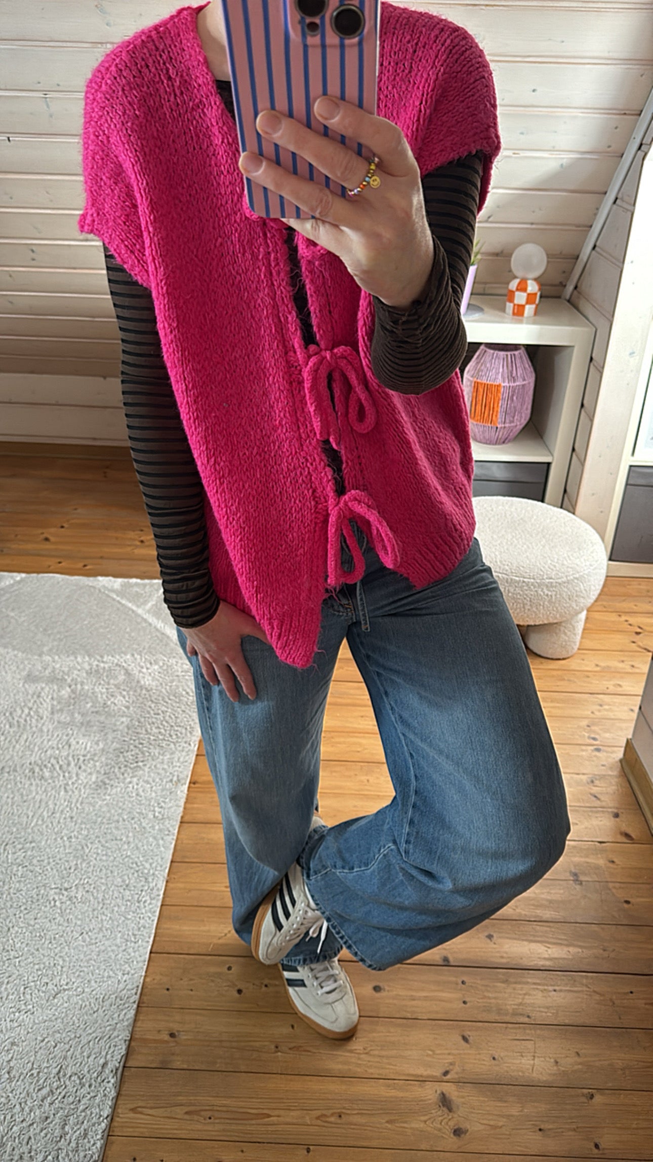 Strickjacke Weste Oversize Knoten
