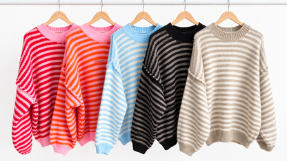 STRICK-Pullover Streifen 5 Farben
