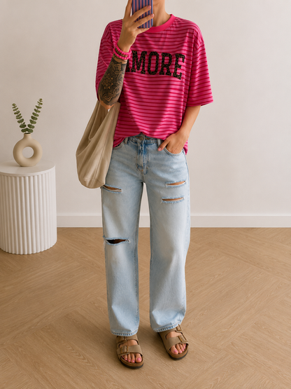 BASIC T-Shirt 5 FARBEN COLOUR BLOCK AMORE LEO 9 FARBEN