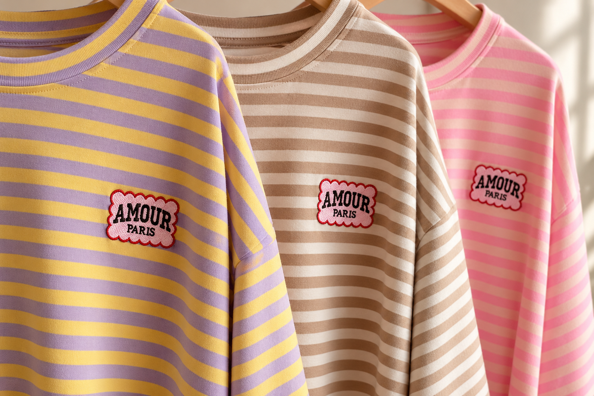 Streifen LONGSHIRT / SWEATER leicht AMOUR / 3 Farben