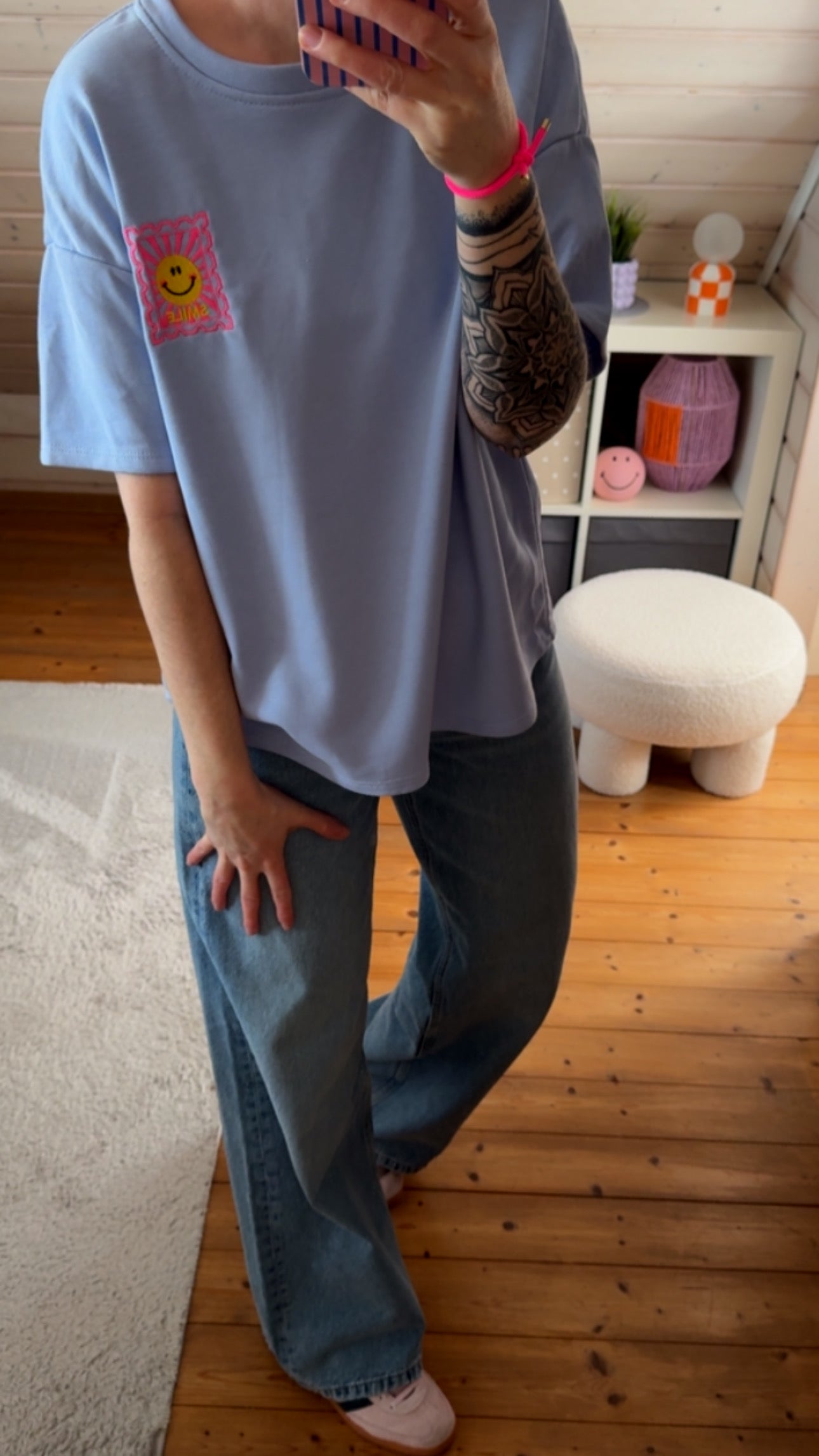 T-SHIRT FRENCH TERRY / SMILE STICKEREI