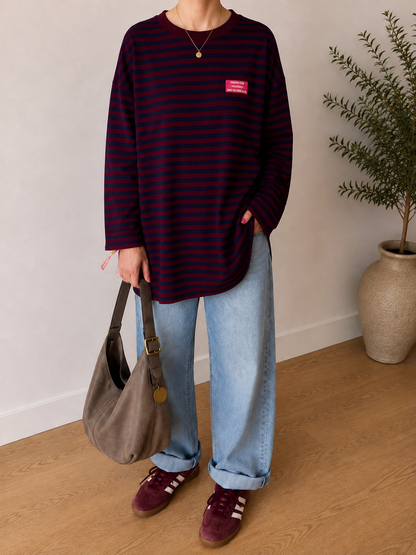 Streifen LONGSHIRT Neon Patch Oversize