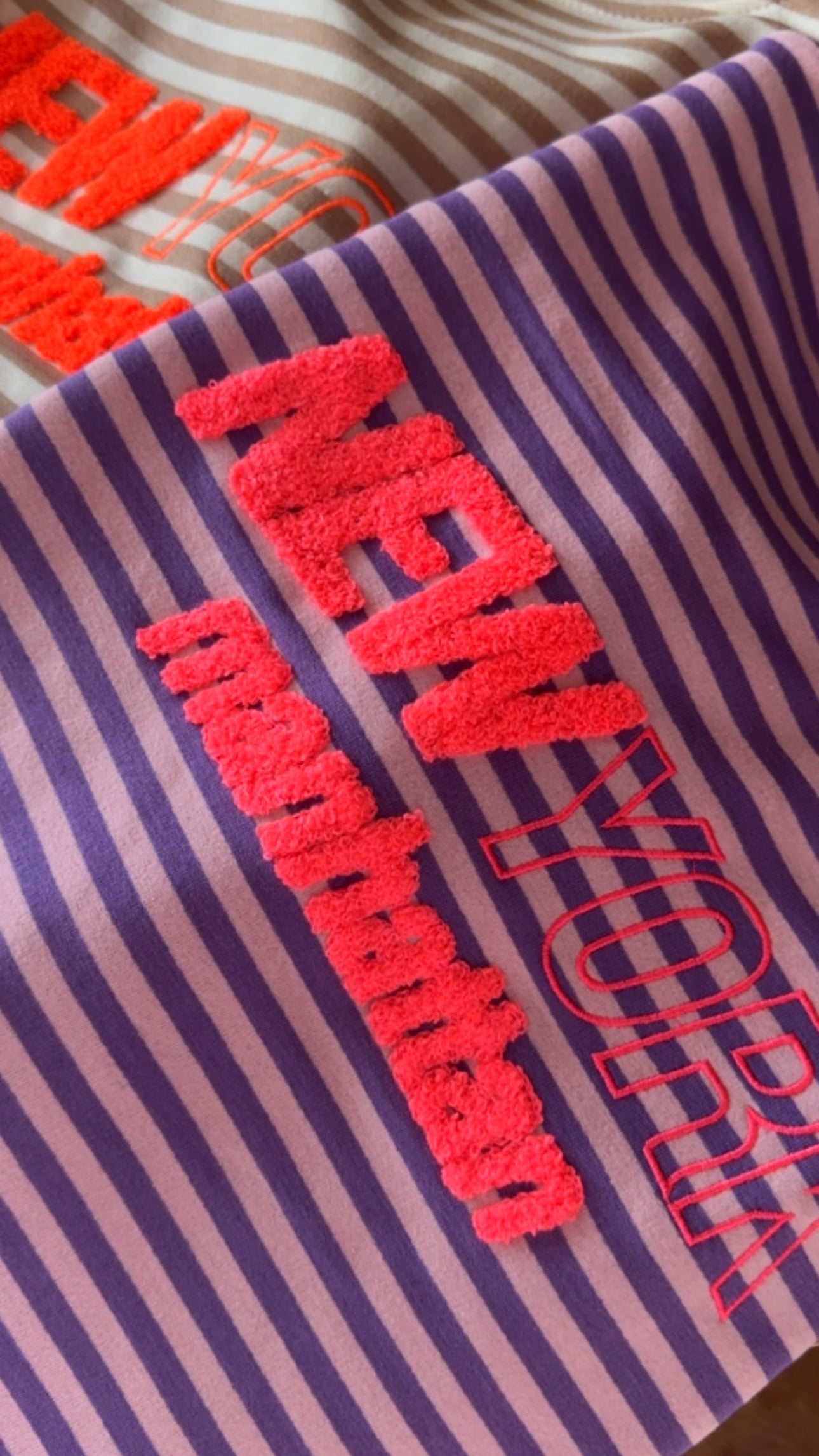 T-SHIRT PREMIUM STREIFEN FRENCH TERRY FLUFF NY RÜCKENFLUFF + STICK