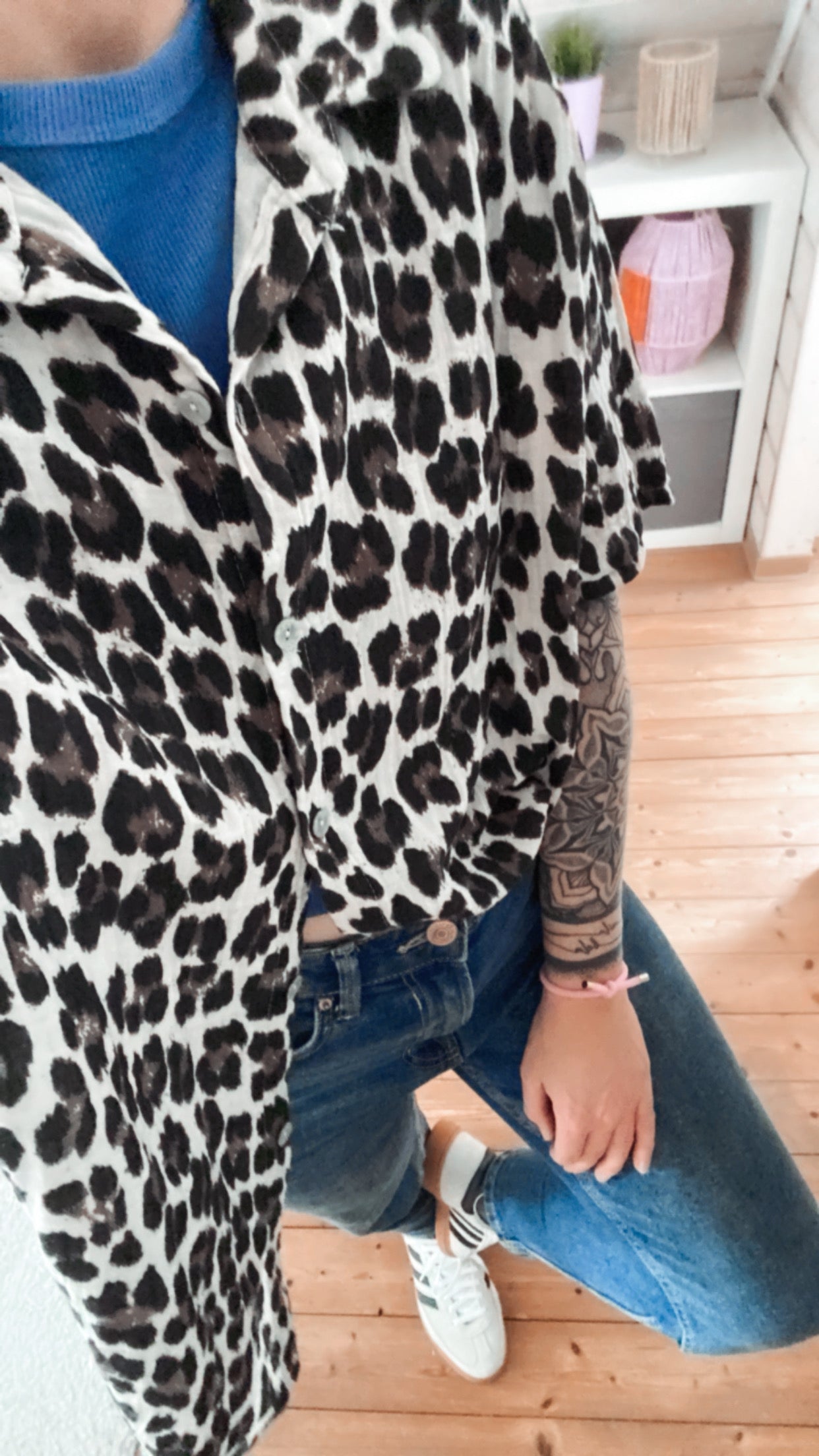 Musselin Bluse kurzarm Onesize Leo 9 FARBEN