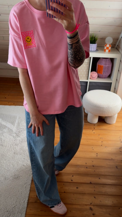 T-SHIRT FRENCH TERRY / SMILE STICKEREI