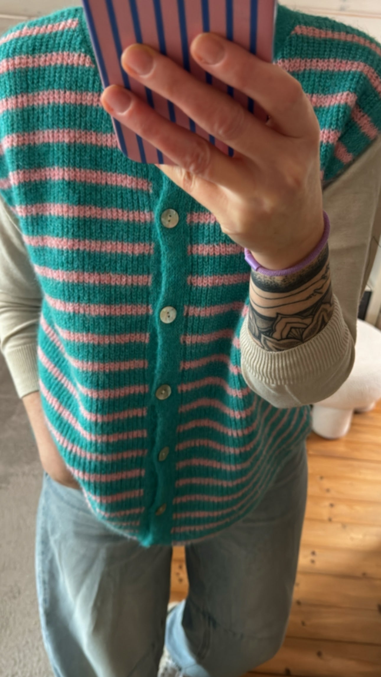 Strickjacke Weste Onezise STRIPES