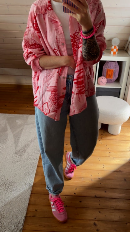 Musselin Bluse Onesize GRAFFITI %