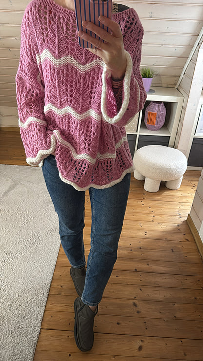 Oversize Strickpullover BOHO Lochstrick