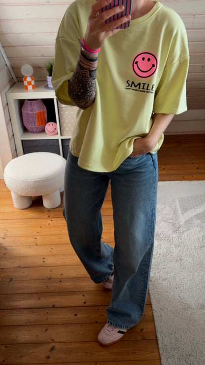 T-SHIRT FRENCH TERRY SMILE / + RÜCKENPRINT