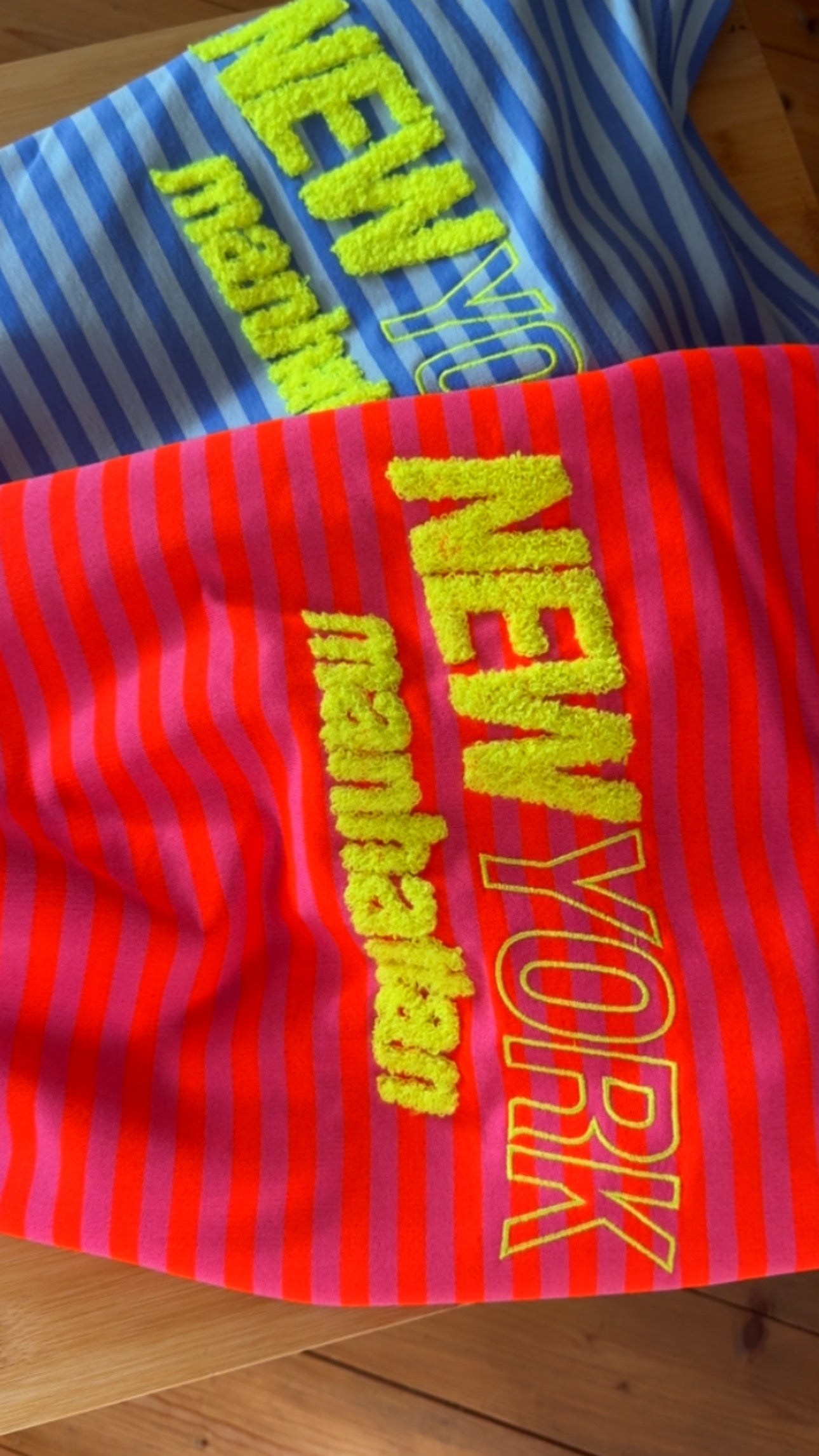 T-SHIRT PREMIUM STREIFEN FRENCH TERRY FLUFF NY RÜCKENFLUFF + STICK