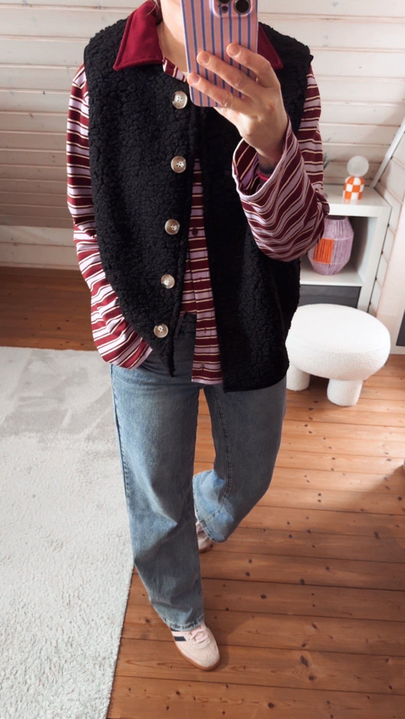 Streifen LONGSHIRT Kragen & Knöpfe / SWEATER leicht