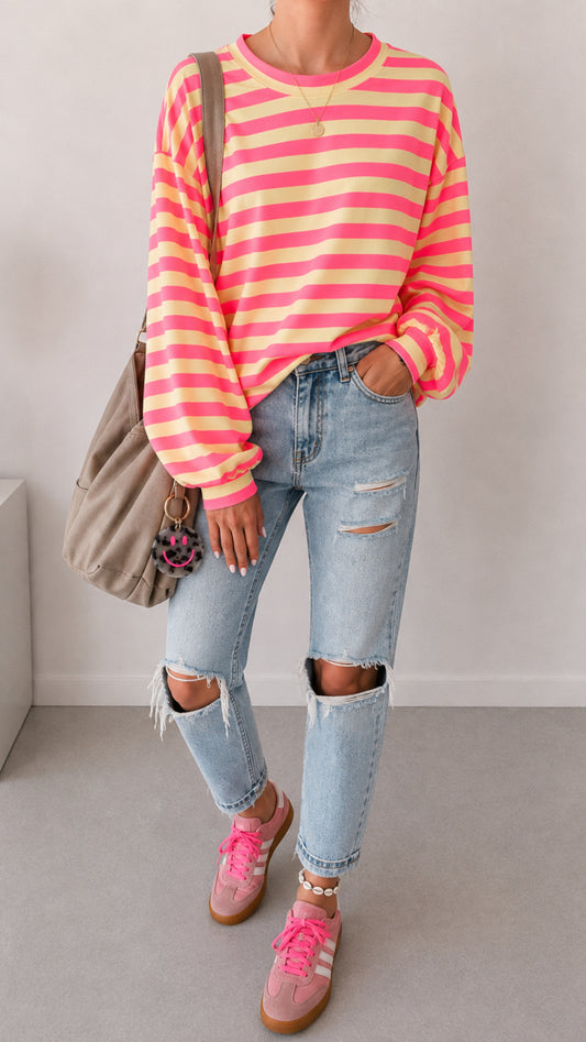 SWEATER PREMIUM STREIFEN FRENCH TERRY