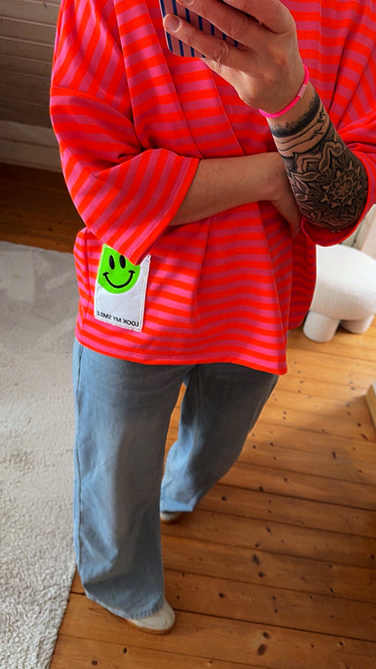 Streifen T-SHIRT PREMIUM / SMILEY Patch