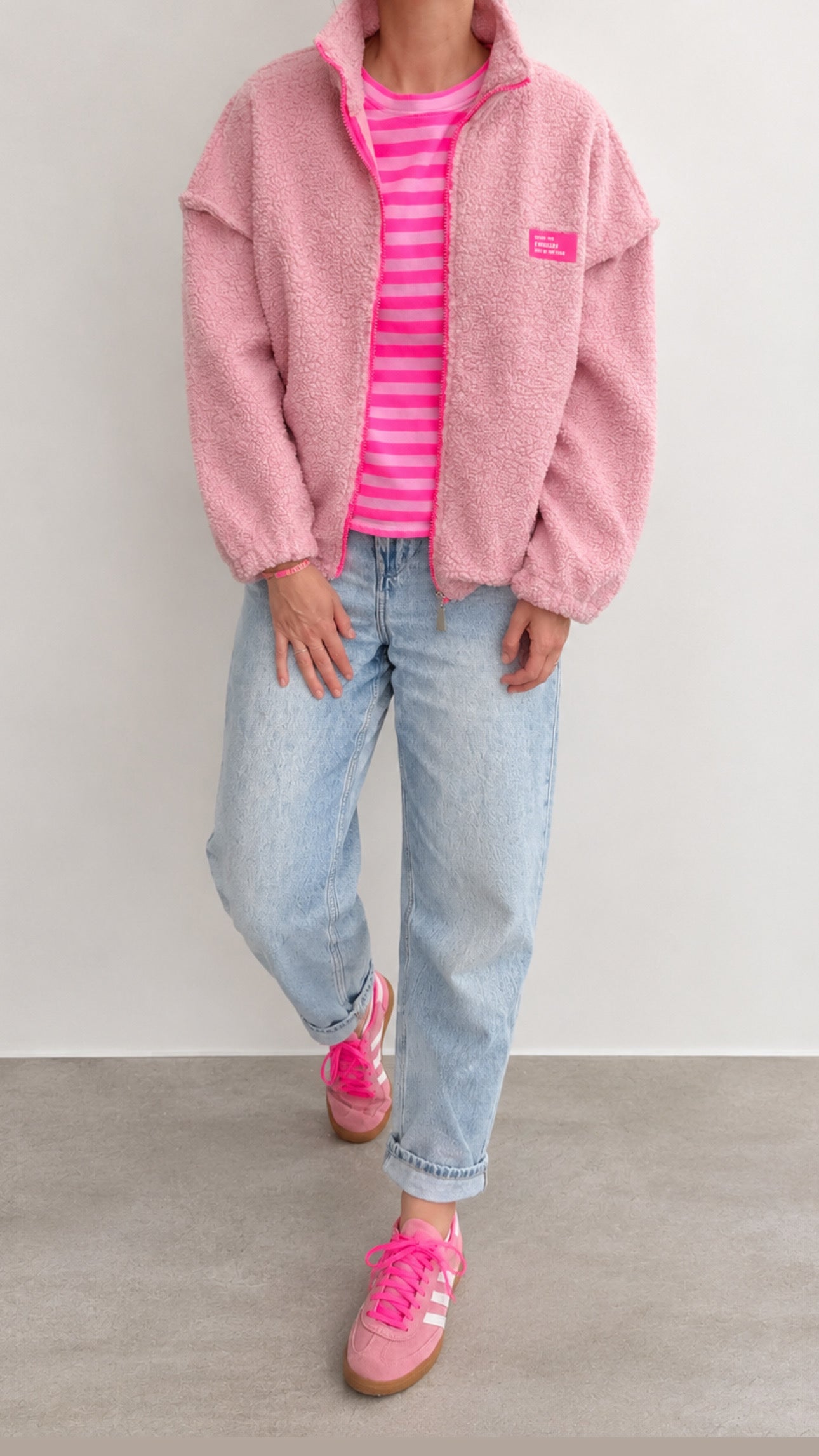 TEDDY Jacke ZIP langarm Neon Patch