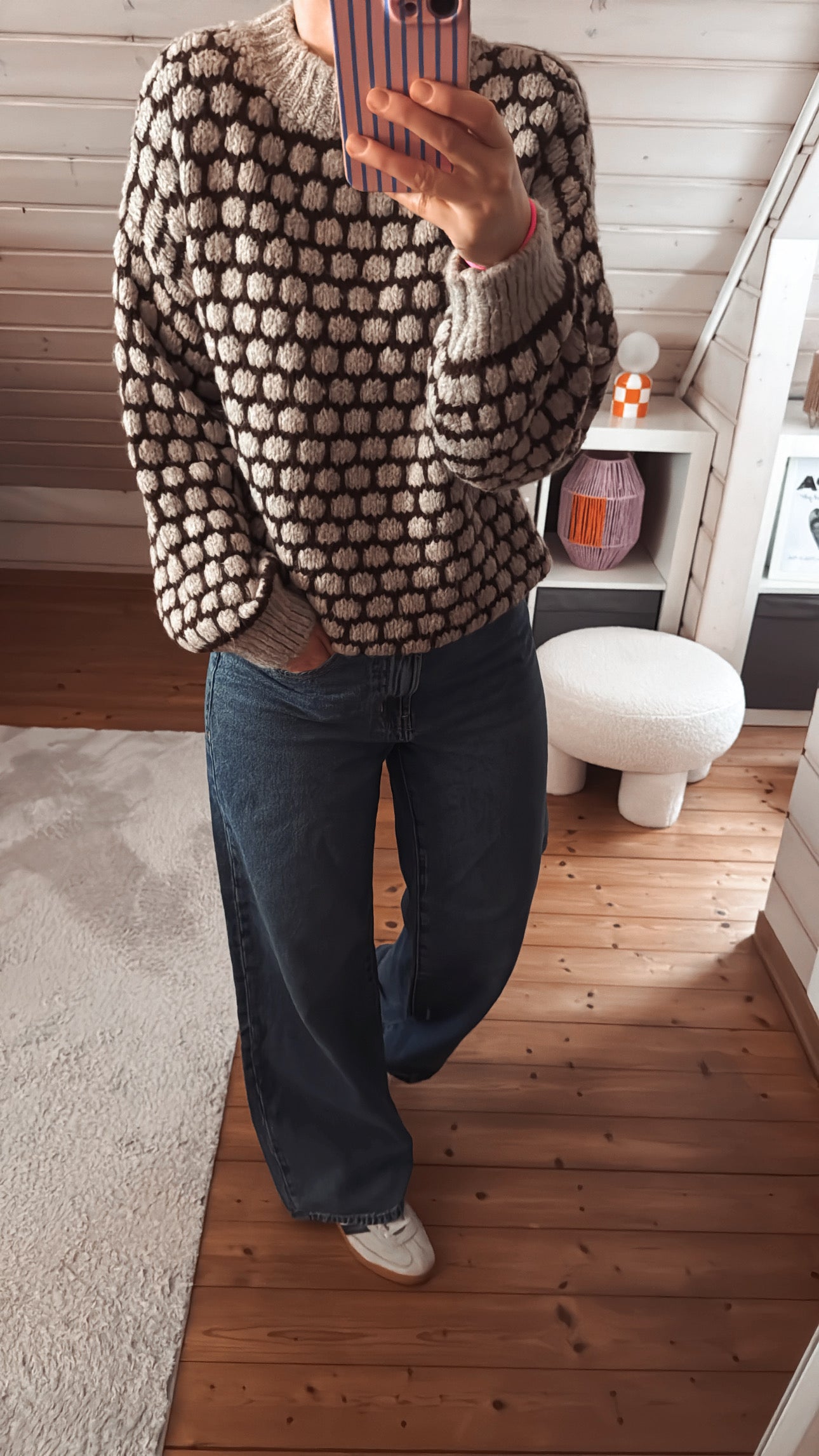 Strick Pullover Waffel Muster