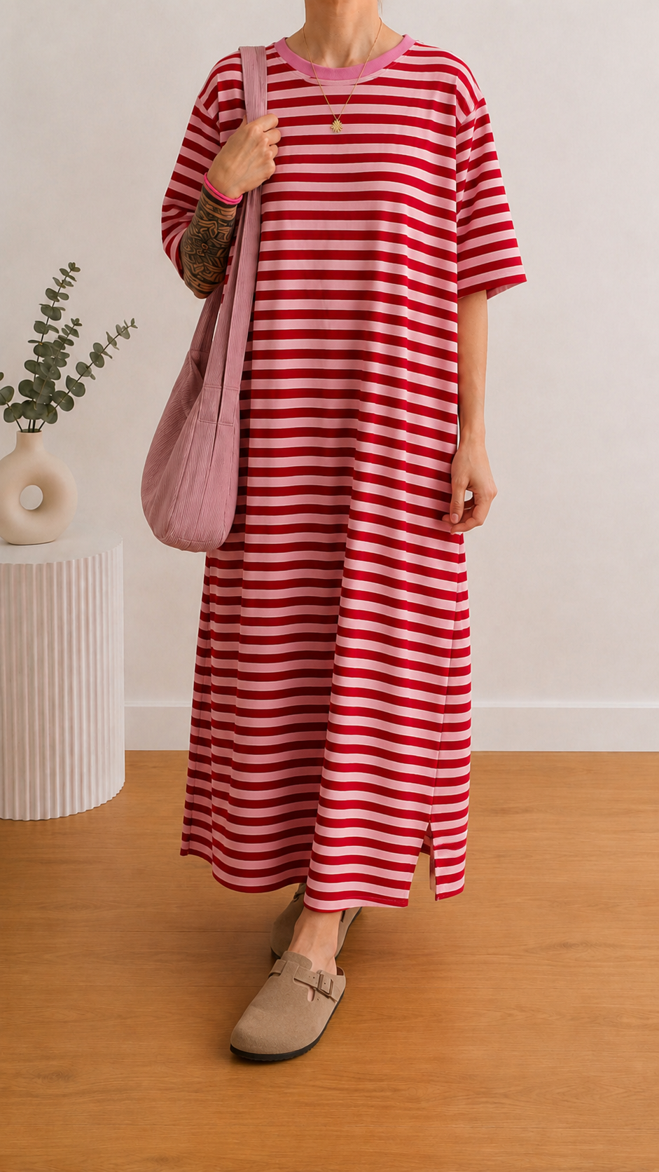 KLEID MAXI PREMIUM STREIFEN FRENCH TERRY Colour Block