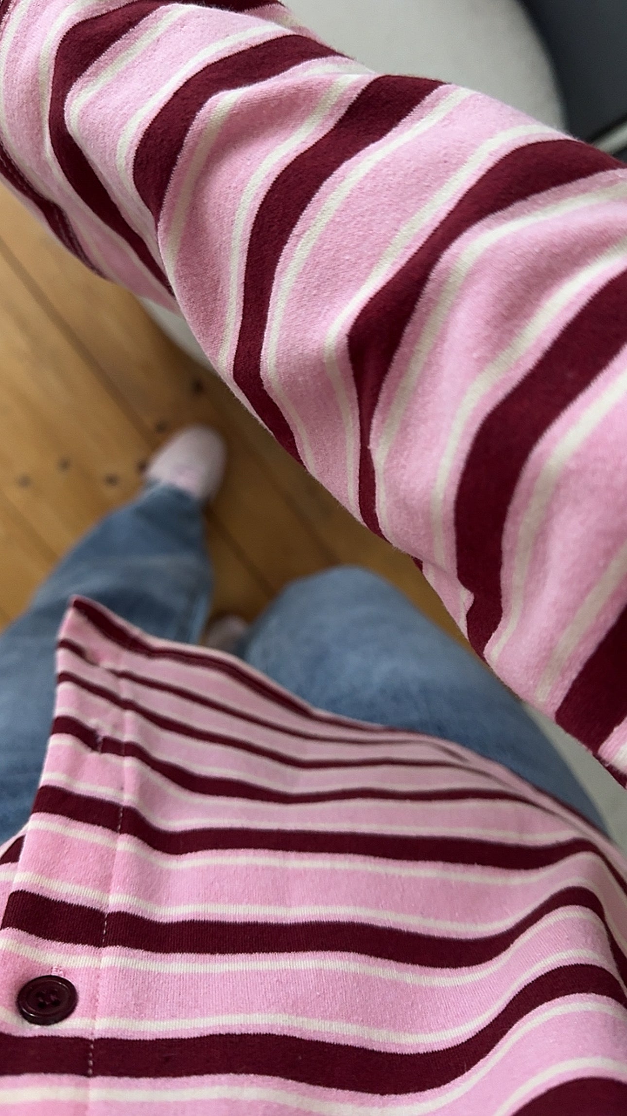 Streifen LONGSHIRT Kragen & Knöpfe / SWEATER leicht