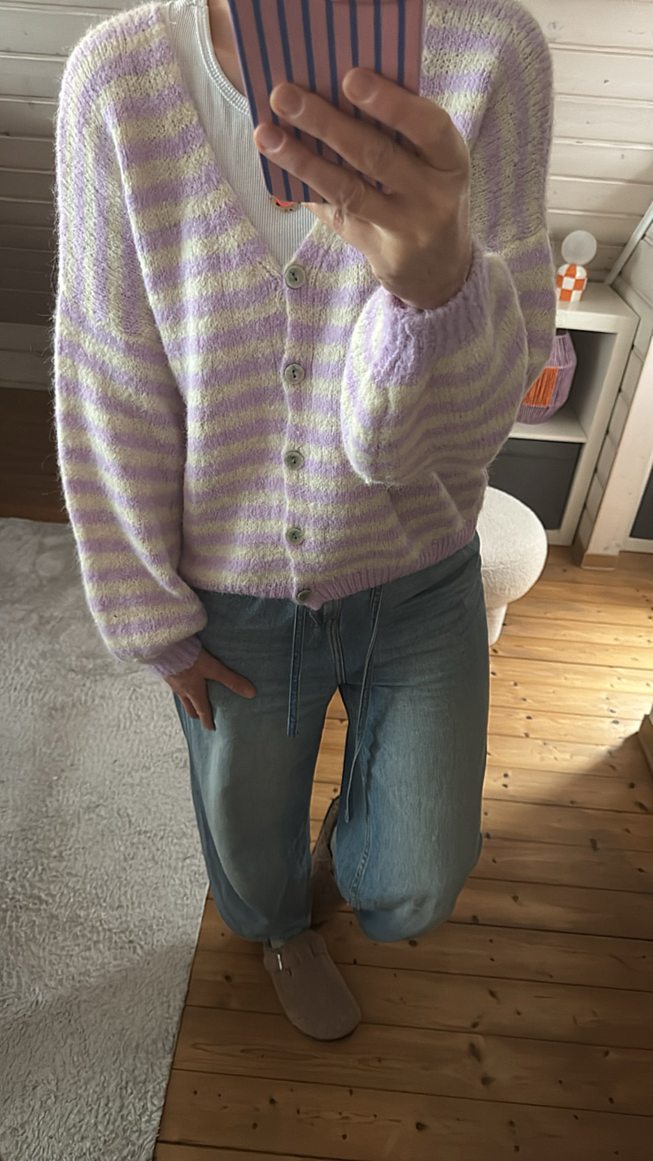 Strickjacke Cadigan V-Ausschnitt Stripes