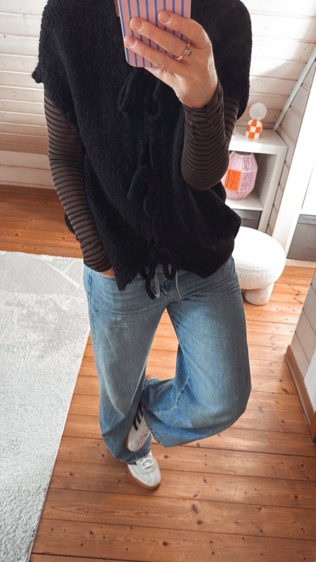 Strickjacke Weste Oversize Knoten