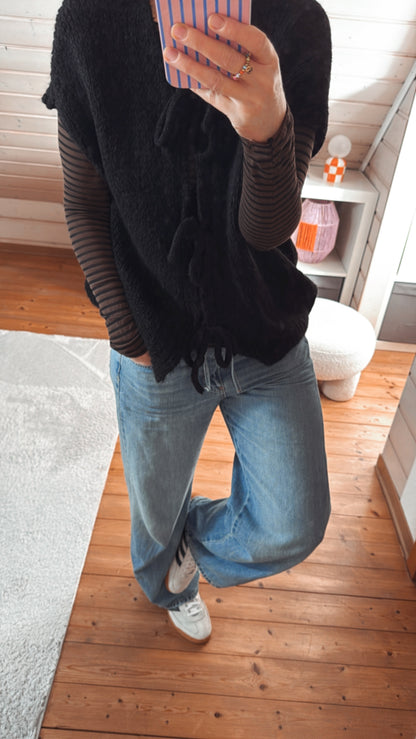 Strickjacke Weste Oversize Knoten