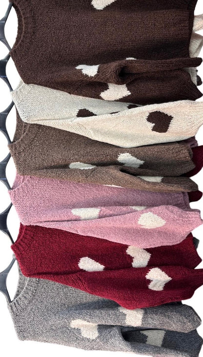 Pullover Strick Herzen 5 Farben
