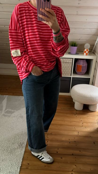 Longshirt Sweater leicht STREIFEN FRENCH TERRY