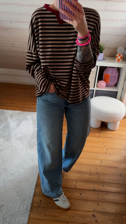 Streifen LONGSHIRT French Terry 7 Farben