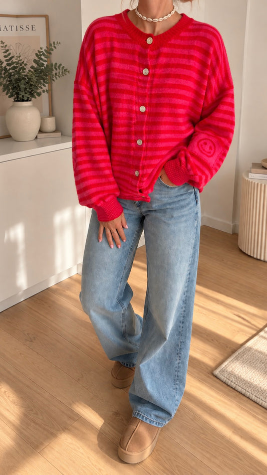 STRICK-JACKE Streifen 5 Farben