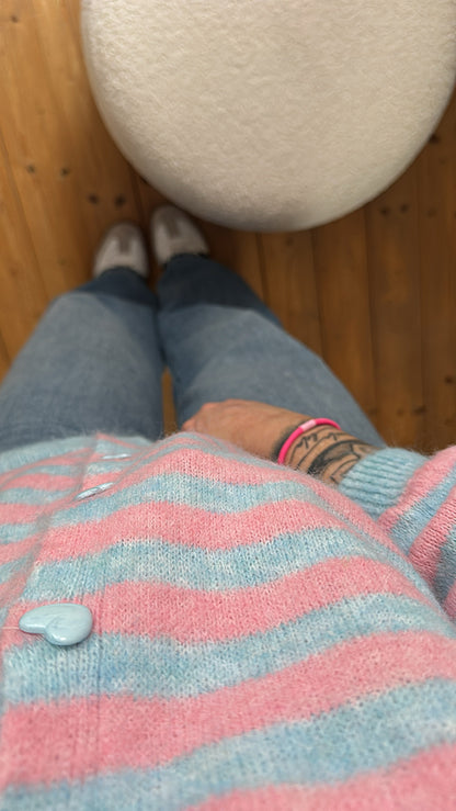 Strickjacke Cadigan STRIPES Herz Knöpfe