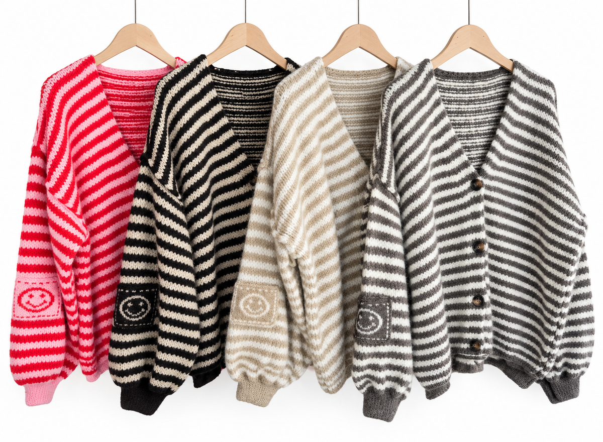 STRICK-JACKE Streifen 4 Farben