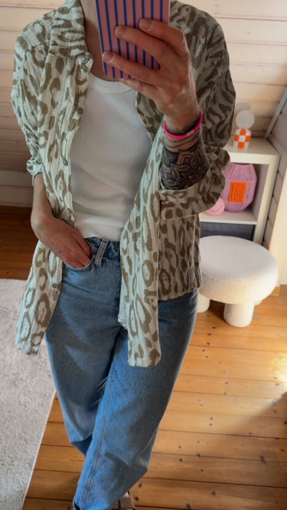 Musselin Bluse Onesize LEO-STREIFEN 5 Farben