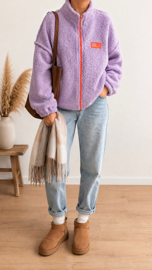 TEDDY Jacke ZIP langarm Neon Patch