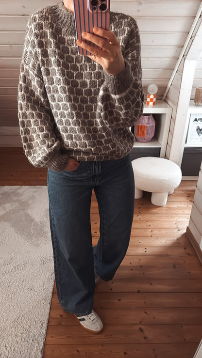Strick Pullover Waffel Muster