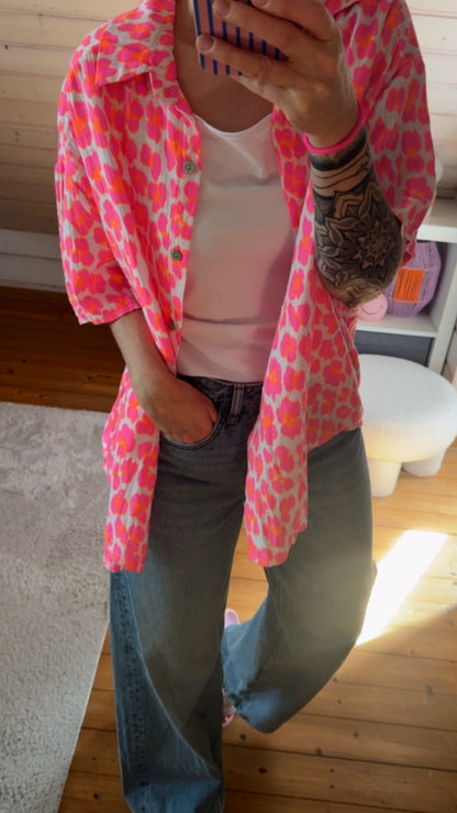 Musselin Bluse kurzarm Onesize Leo 9 FARBEN