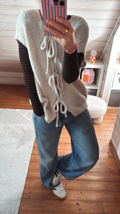 Strickjacke Weste Oversize Knoten