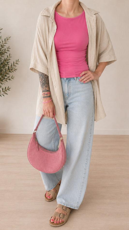 Musselin Bluse kurzarm Onesize lang 10 Farben