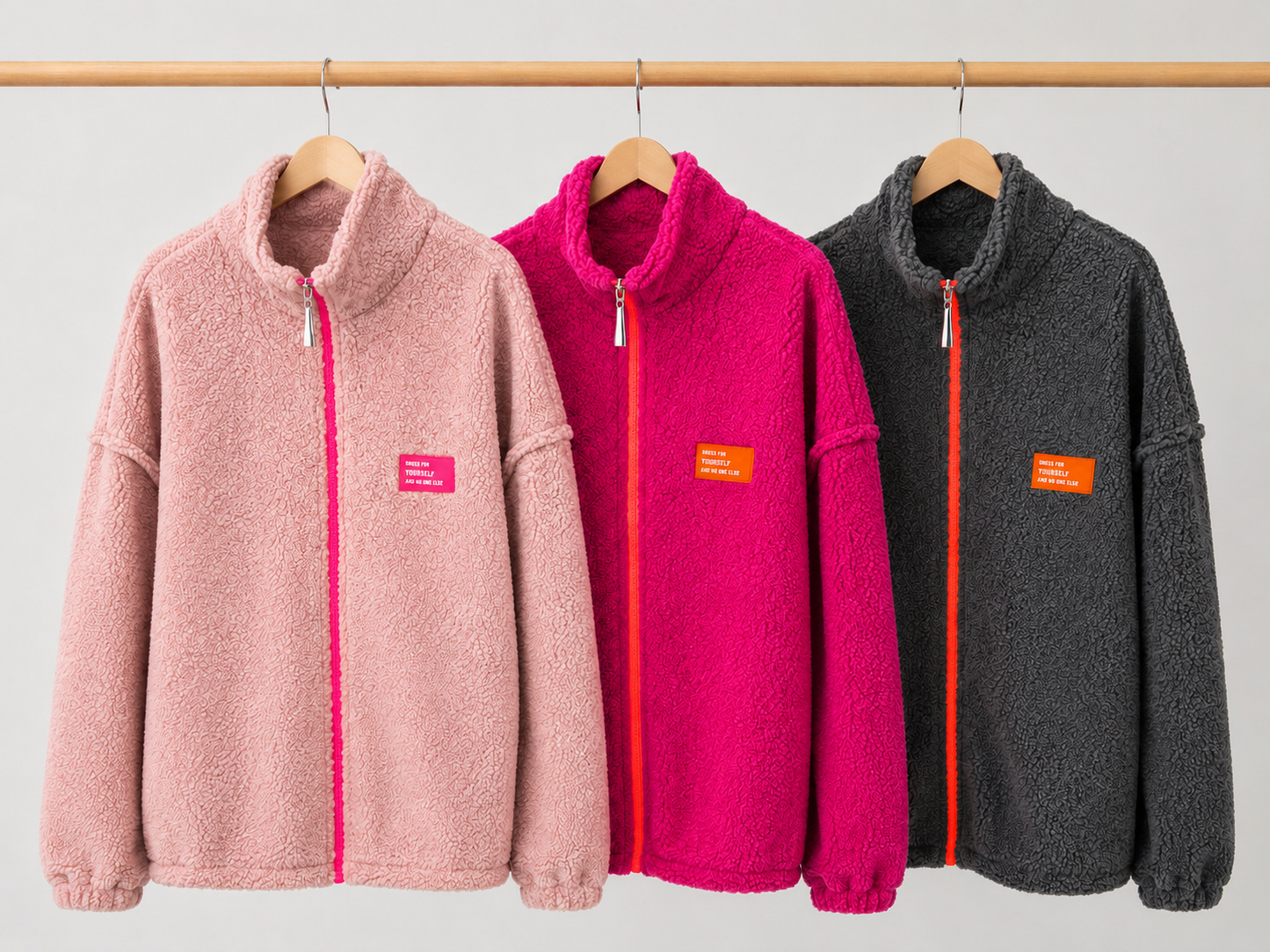 TEDDY Jacke ZIP langarm Neon Patch