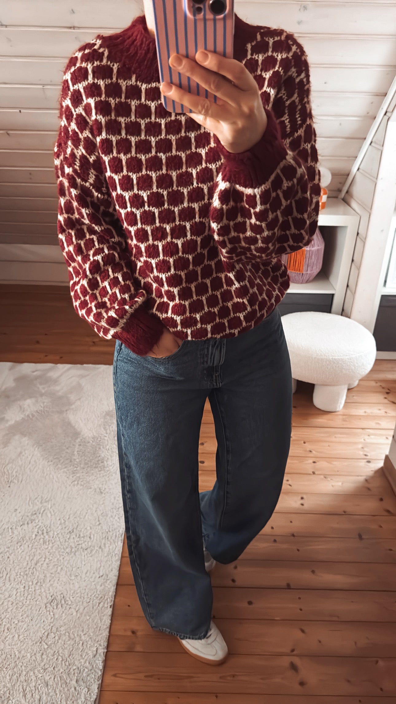 Strick Pullover Waffel Muster