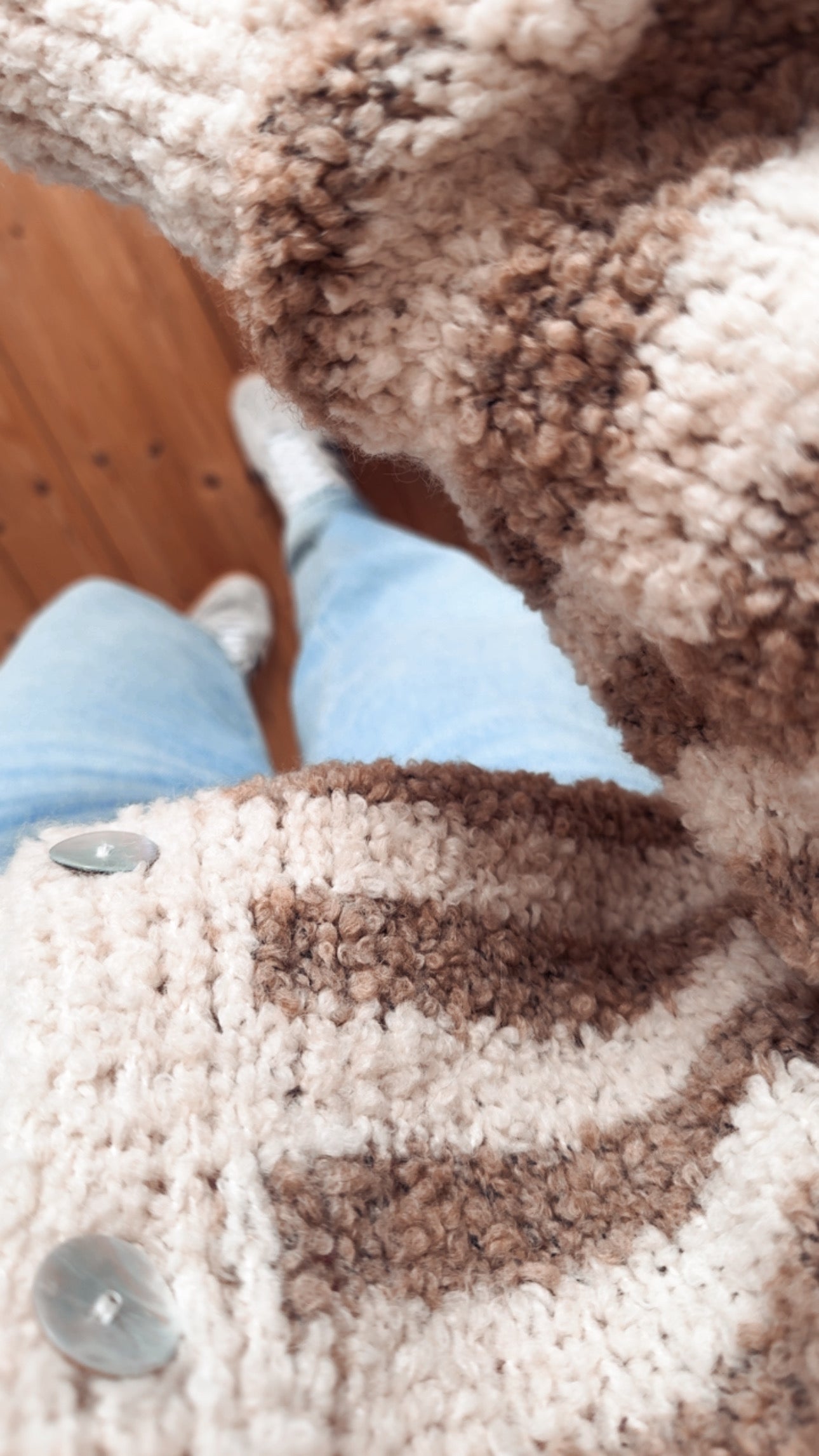 Cardigan Strickjacke Bouclé Streifen Onsesize