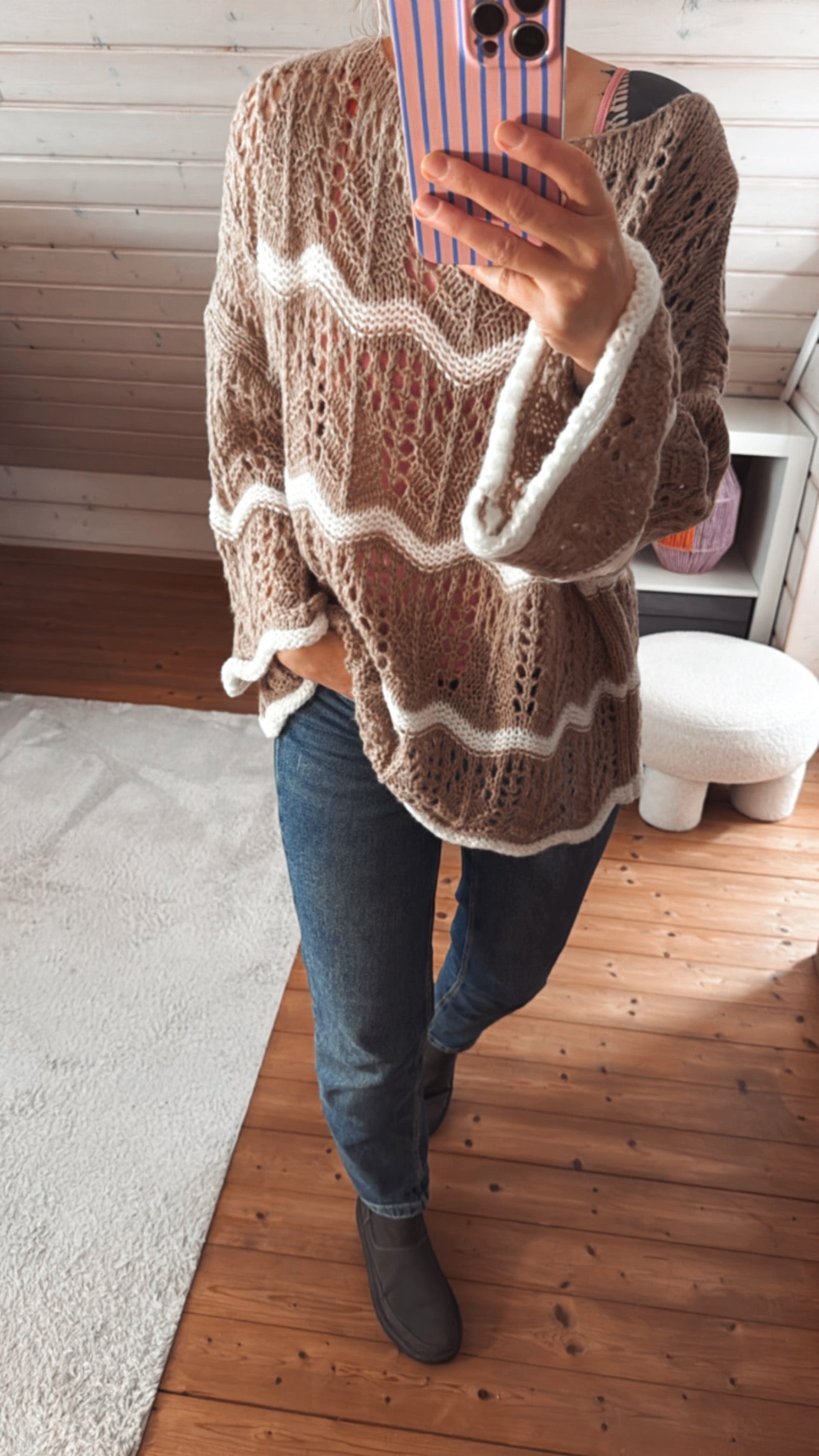 Oversize Strickpullover BOHO Lochstrick